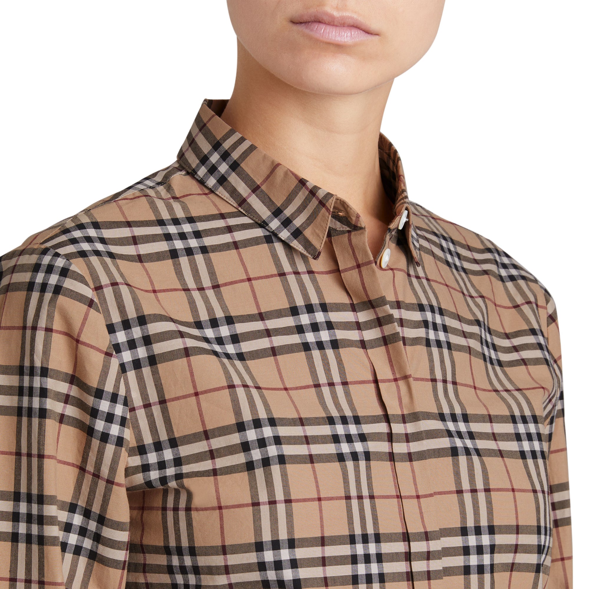 1 qty Chemise en coton à motif check - Camel