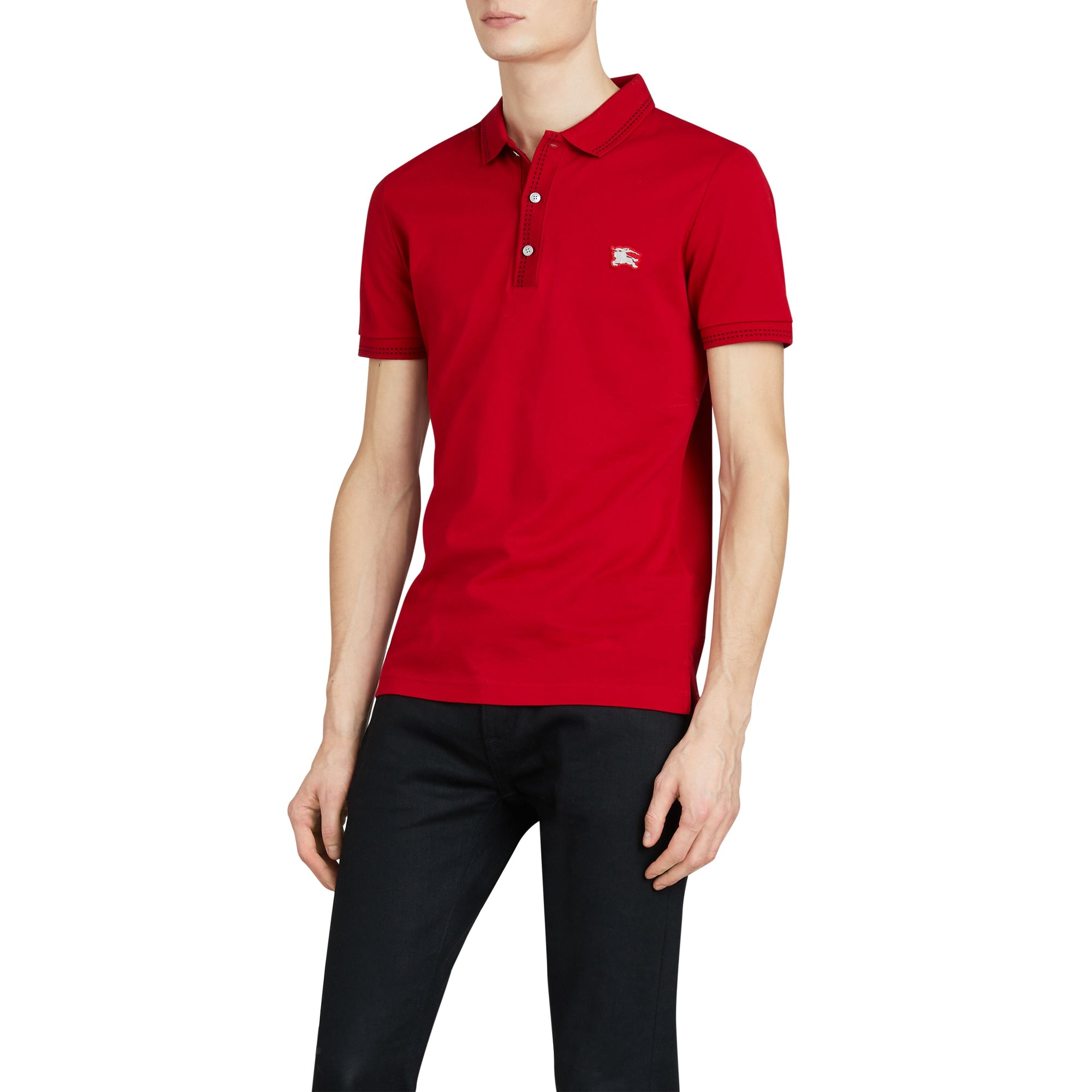 1 qty Polo à manches courtes et broderie cavalier - Military Red