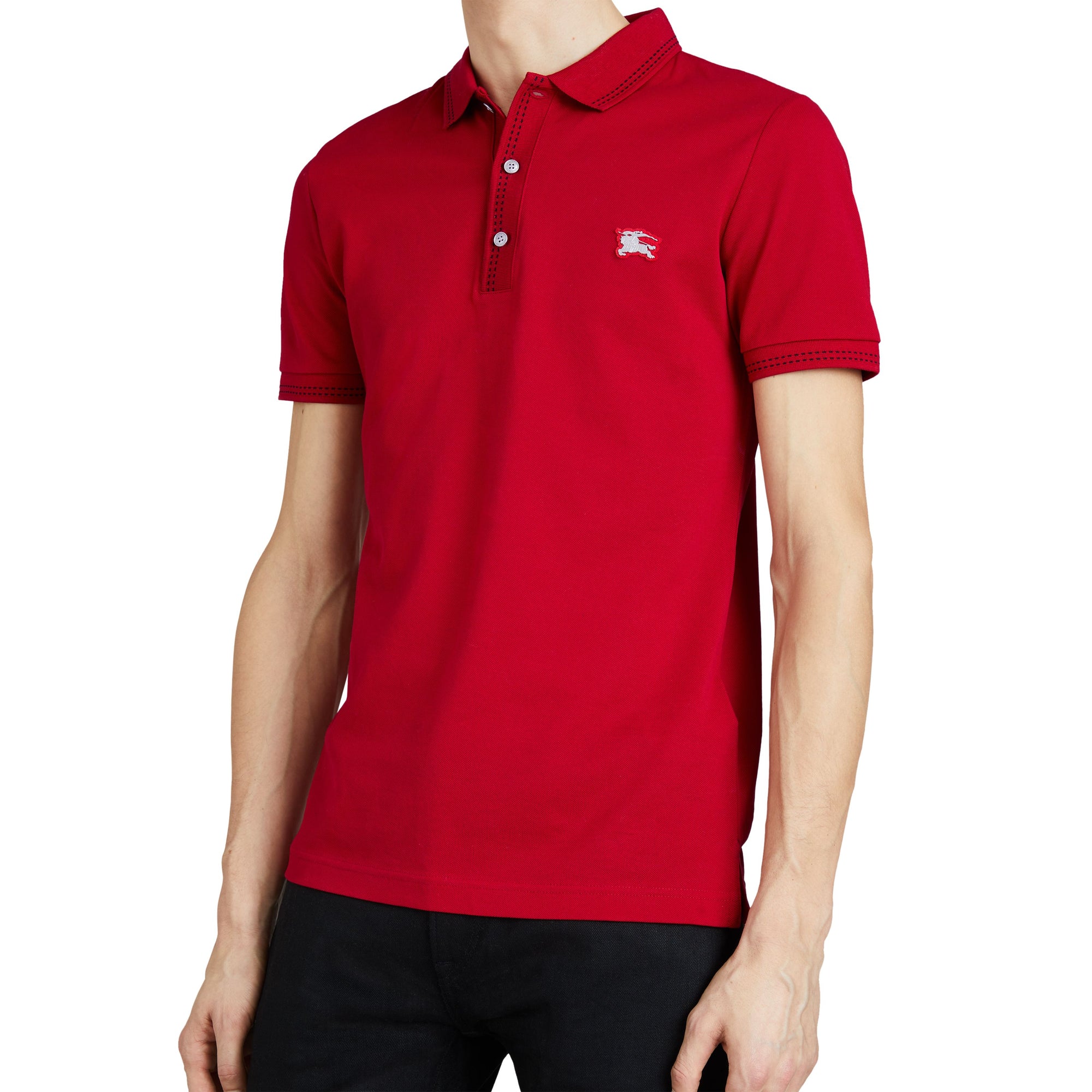 1 qty Polo à manches courtes et broderie cavalier - Military Red