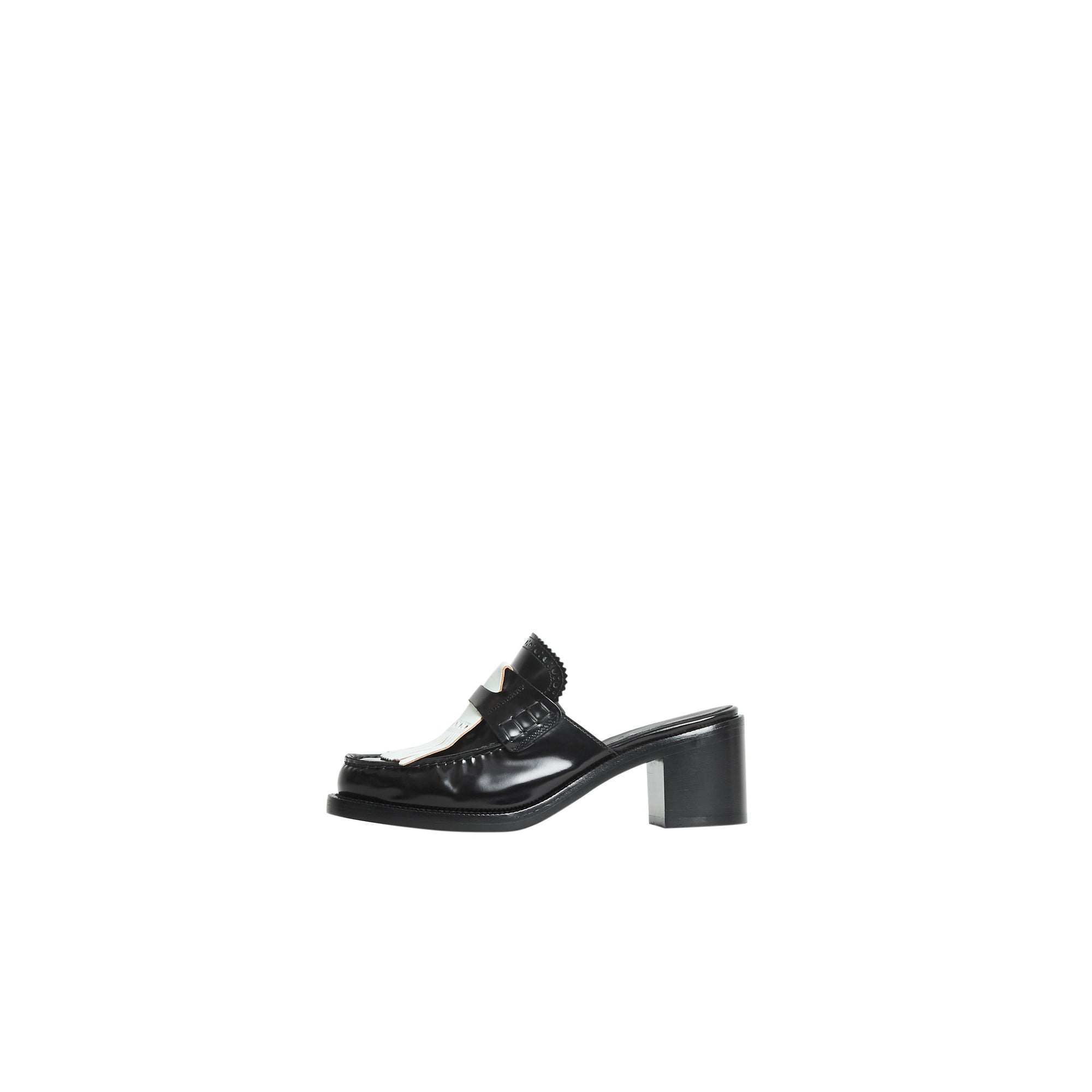 ZZNOSTOCK Mules à talon en cuir et franges contrastantes - Black