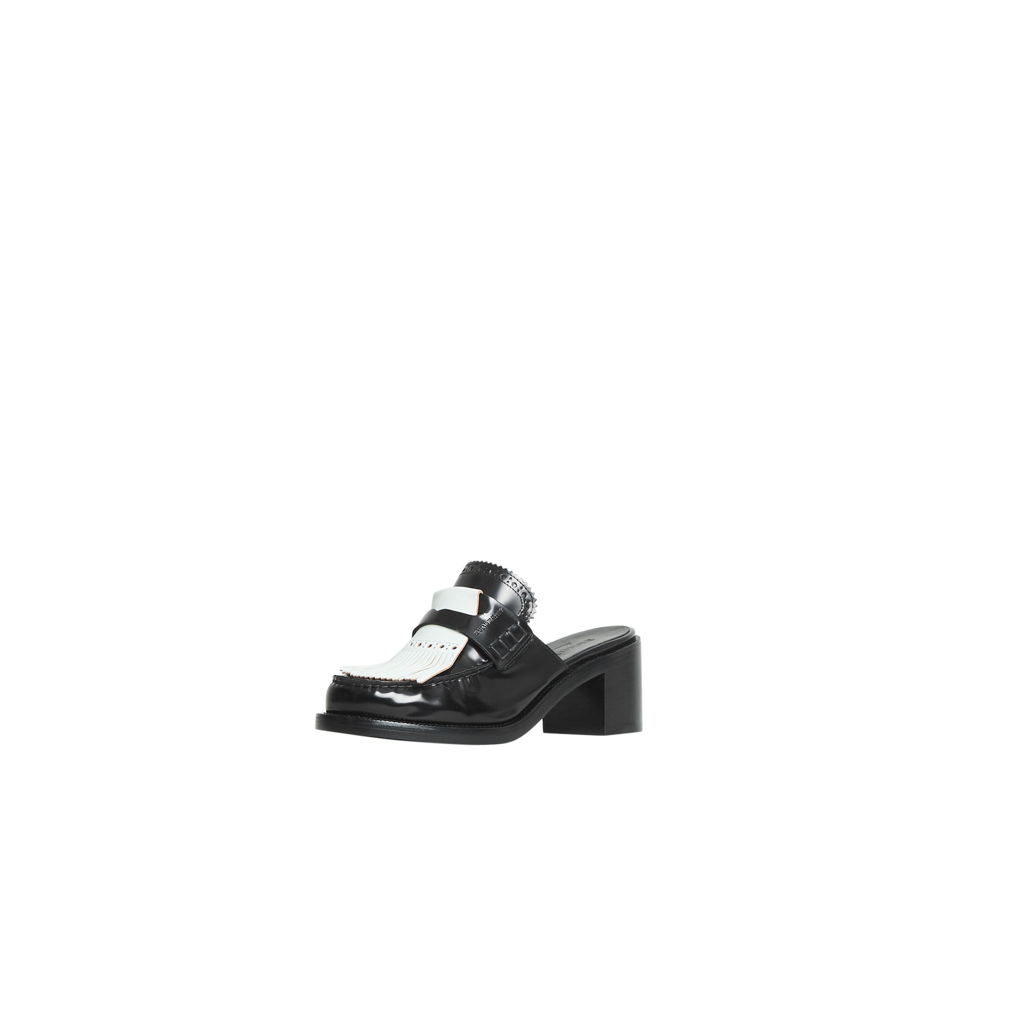 ZZNOSTOCK Mules à talon en cuir et franges contrastantes - Black