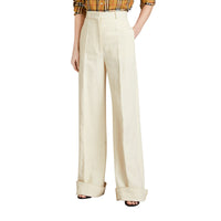 ZZNOSTOCK Pantalon ample en toile de coton et lin - Off White