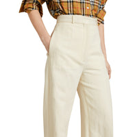 ZZNOSTOCK Pantalon ample en toile de coton et lin - Off White