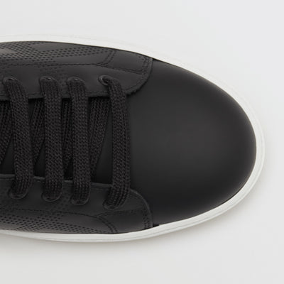 Sneakers en cuir à motif check perforé - Black
