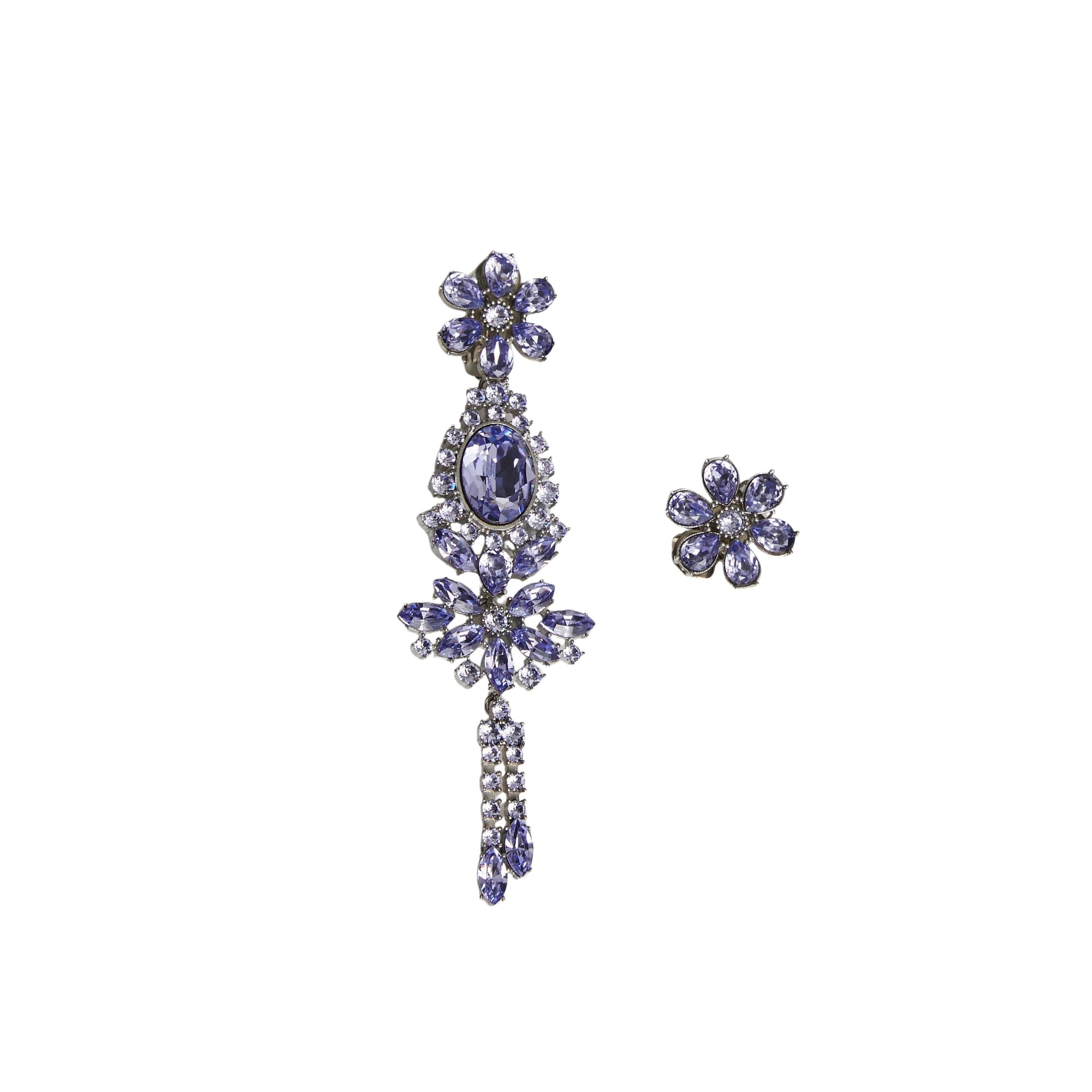 1 qty Boucles d'oreilles asymétriques en cristal - Lavender Blue