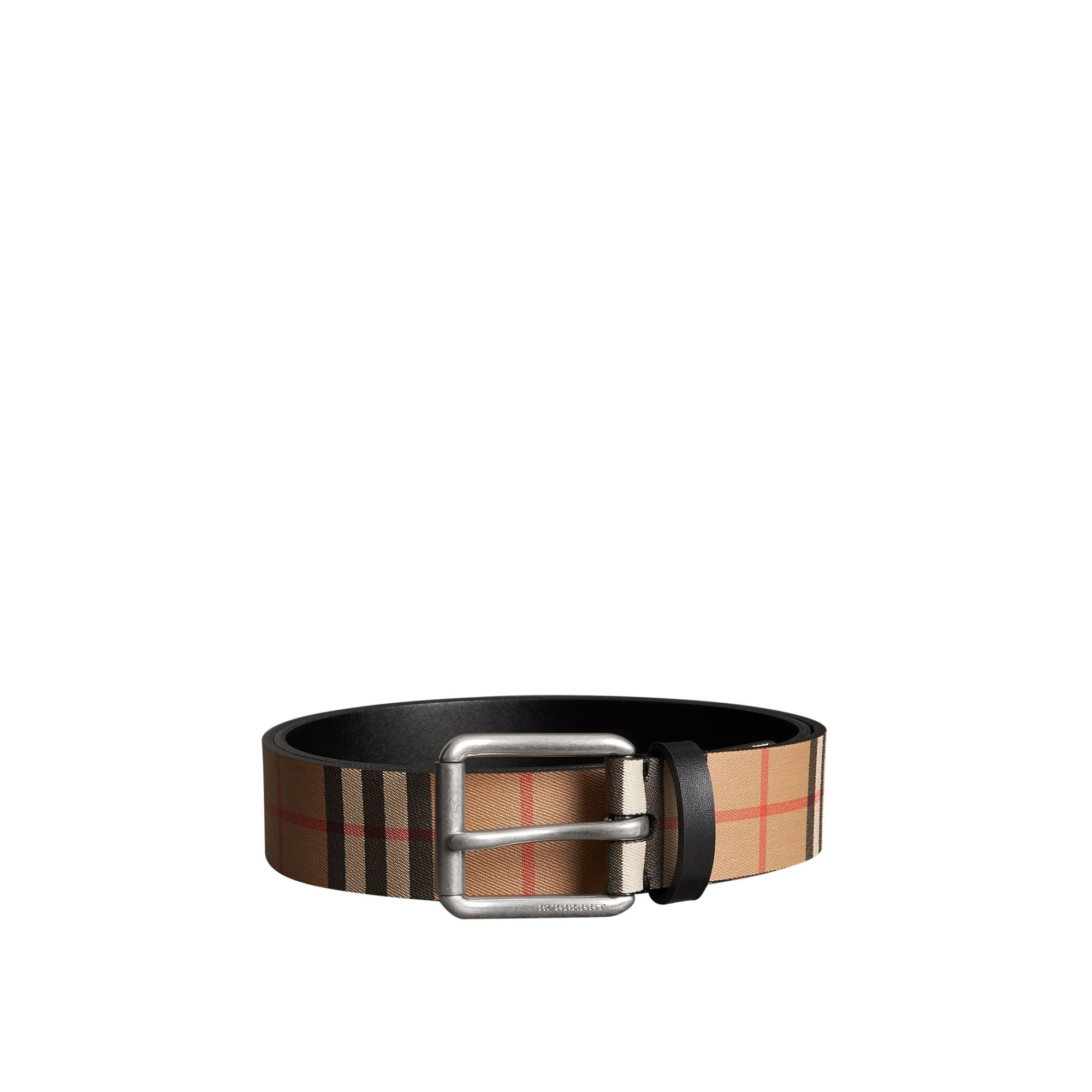 1 qty Ceinture en cuir à motif Vintage check - Black