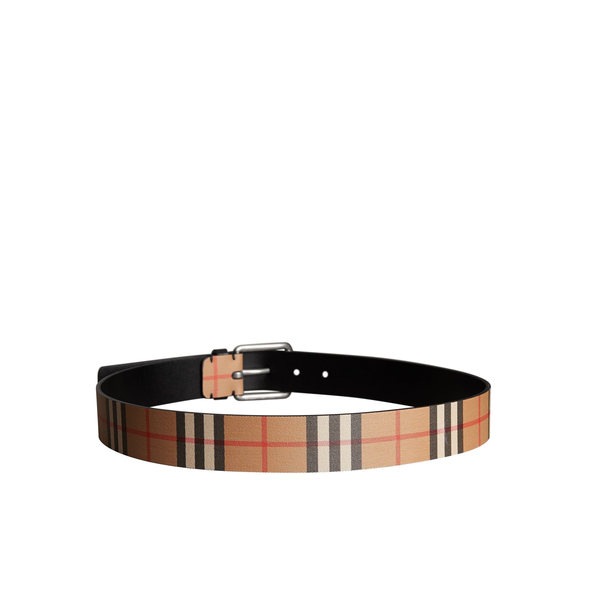 1 qty Ceinture en cuir à motif Vintage check - Black