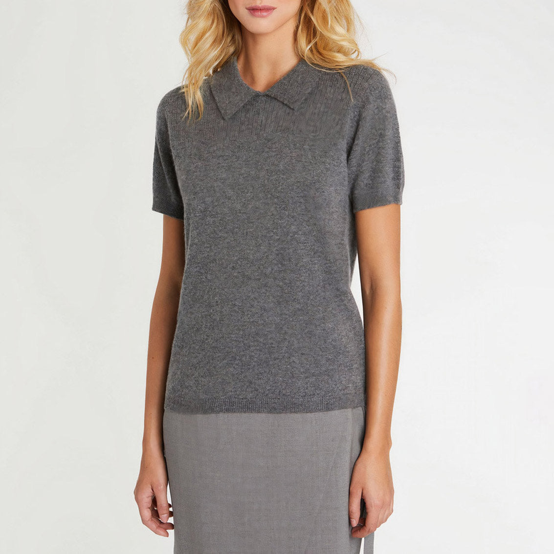 Pull à manches courtes en cachemire - Gris