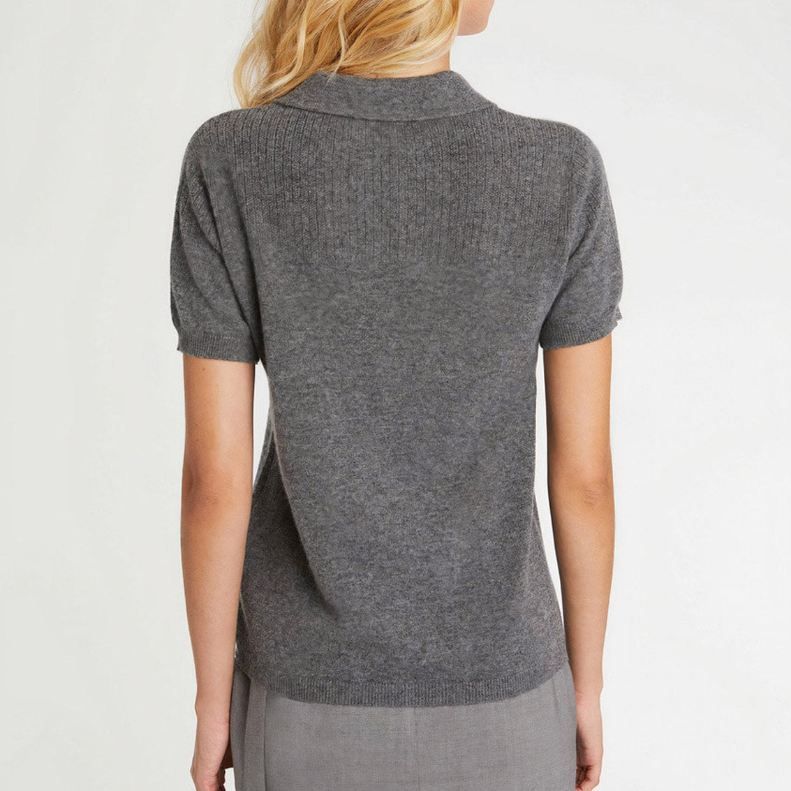 Pull à manches courtes en cachemire - Gris