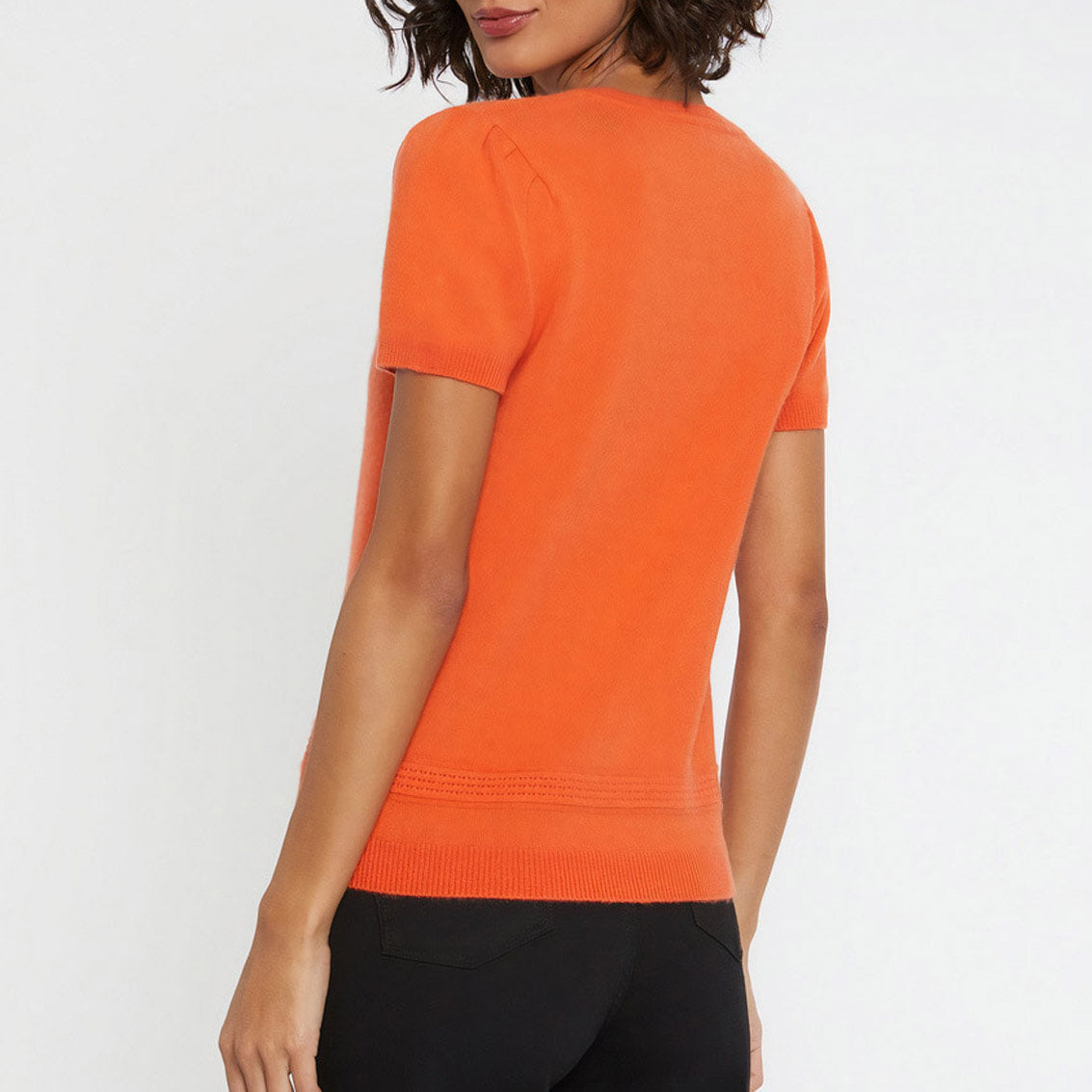 Pull à manches courtes en cachemire - Orange