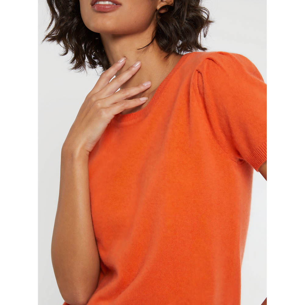 Pull à manches courtes en cachemire - Orange