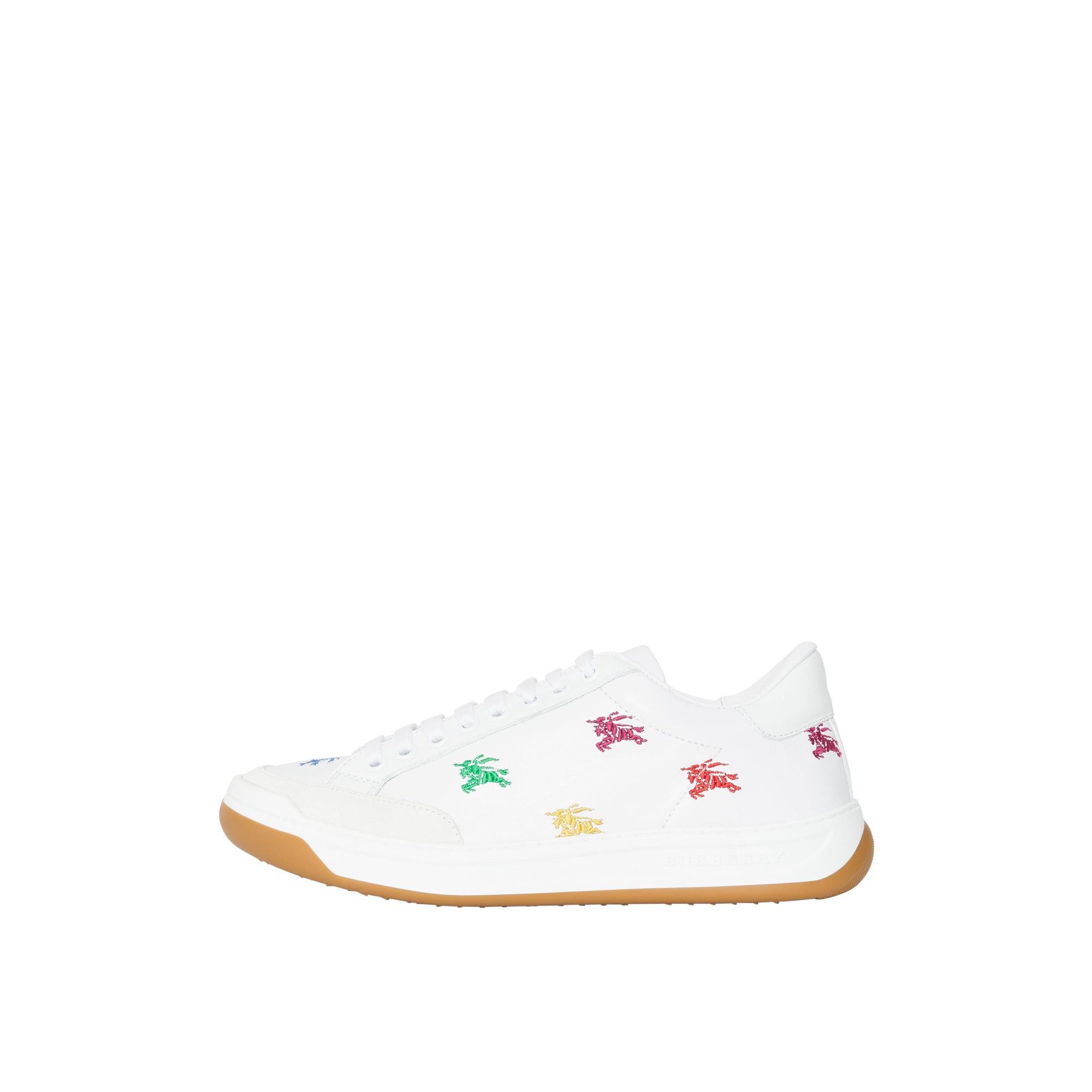 1 qty Sneakers en cuir à emblème du cavalier brodé - Optic White & Multicolour