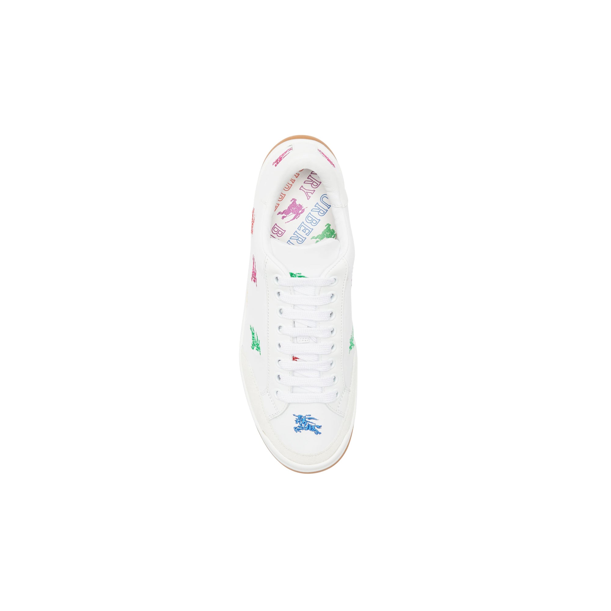 1 qty Sneakers en cuir à emblème du cavalier brodé - Optic White & Multicolour