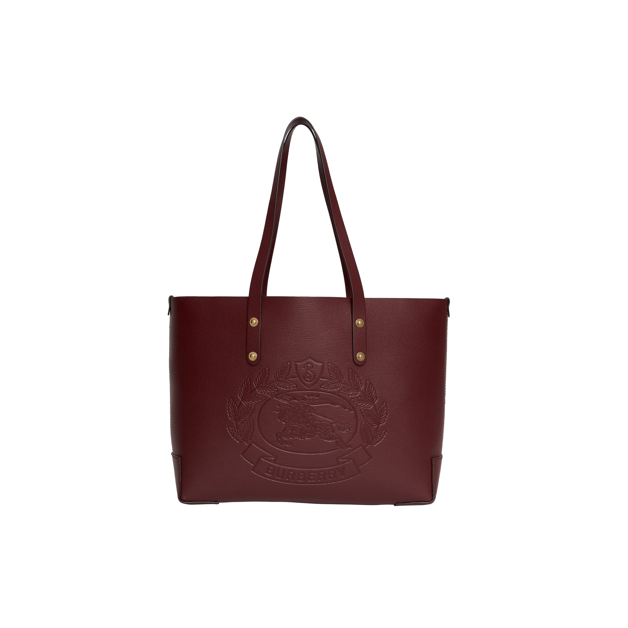 1 qty Petit sac cabas en cuir à écusson - Burgundy