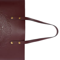 1 qty Petit sac cabas en cuir à écusson - Burgundy