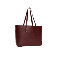 1 qty Petit sac cabas en cuir à écusson - Burgundy