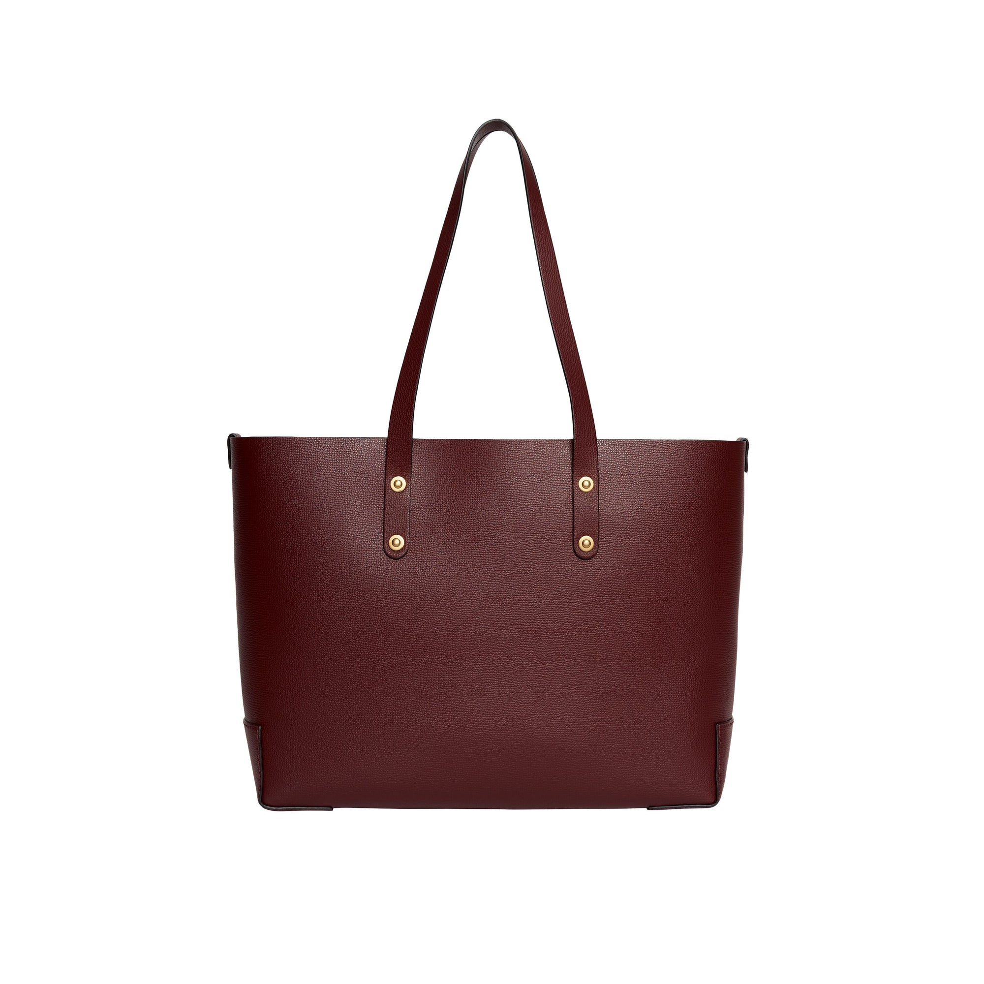 1 qty Petit sac cabas en cuir à écusson - Burgundy