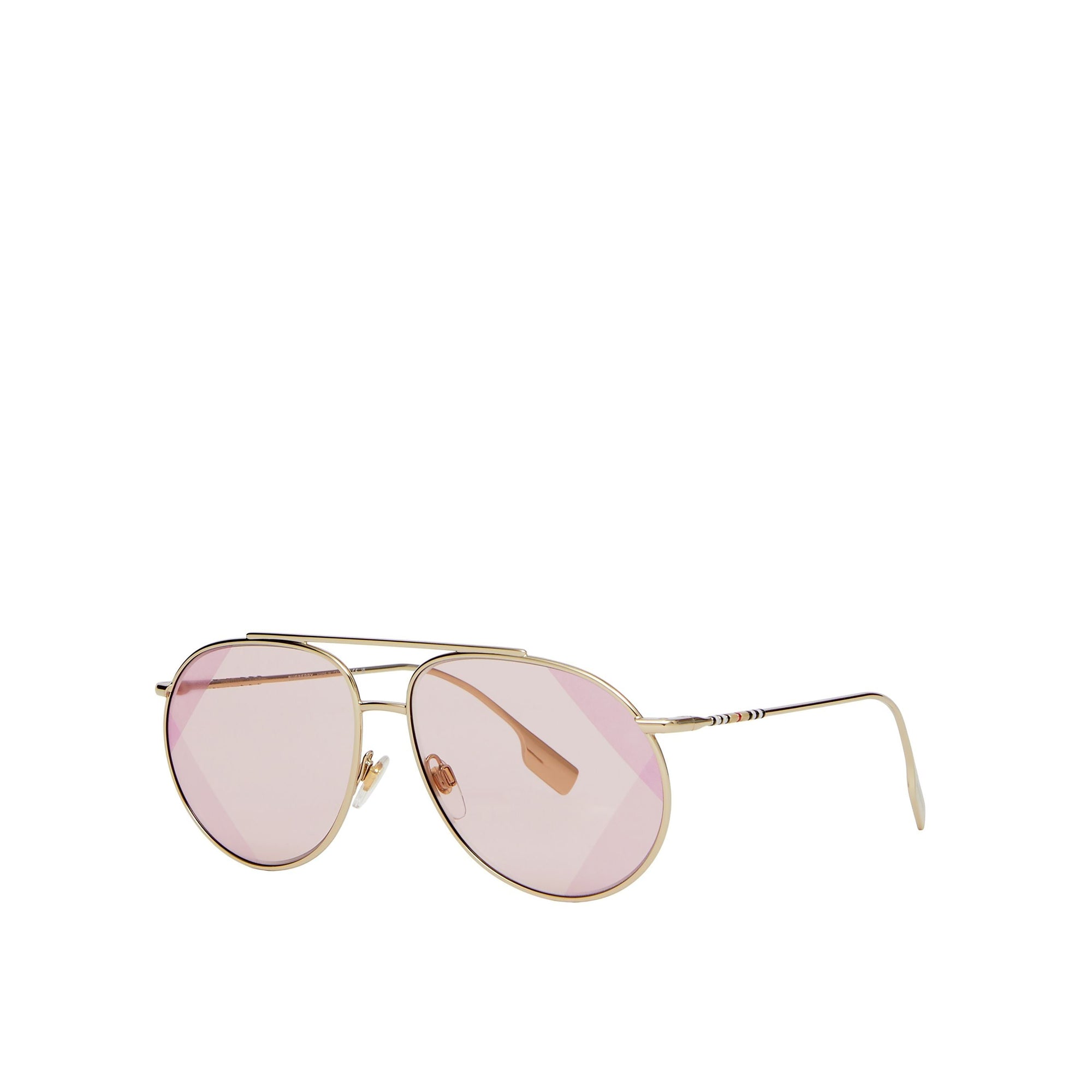 1 qty Lunettes de soleil aviateur oversize à rayures - Pink