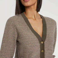 Cardigan court en tweed - Kaki clair