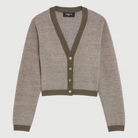 Cardigan court en tweed - Kaki clair