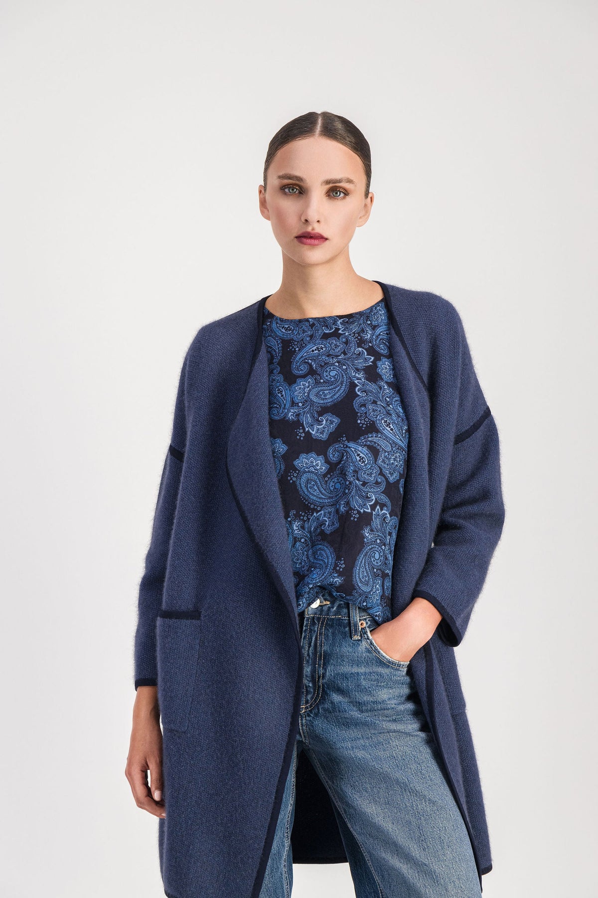 Top trois trous - Bleu Denim