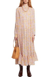 Robe Pipe fleurie coupe longue - Pink