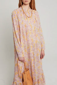 Robe Pipe fleurie coupe longue - Pink