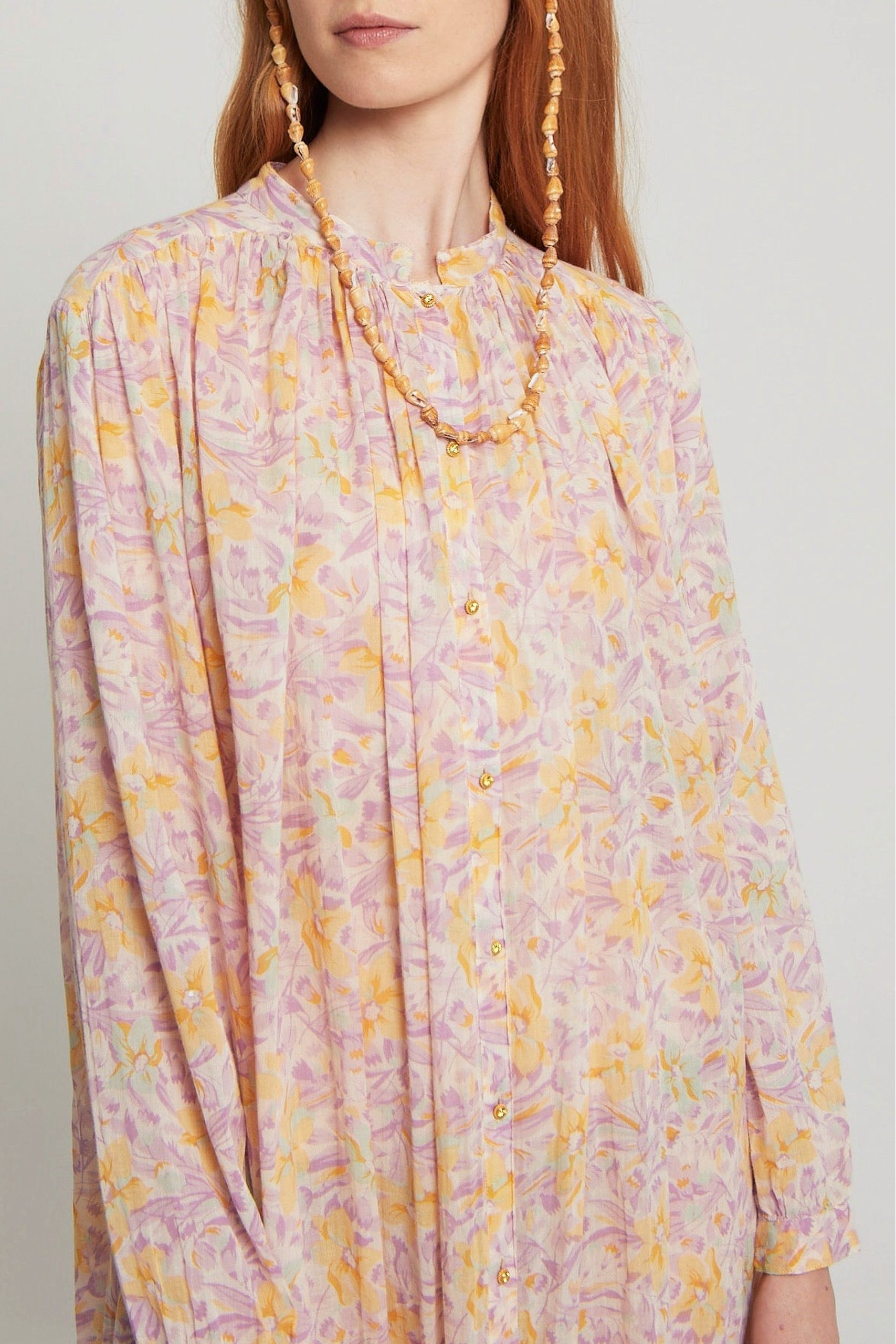 Robe Pipe fleurie coupe longue - Pink