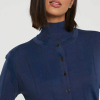 Cardigan à rayures en laine - Bleu petrole