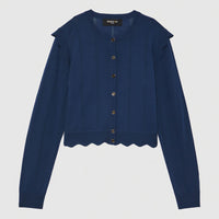 Cardigan à rayures en laine - Bleu petrole