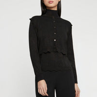 Cardigan à rayures en laine - Noir