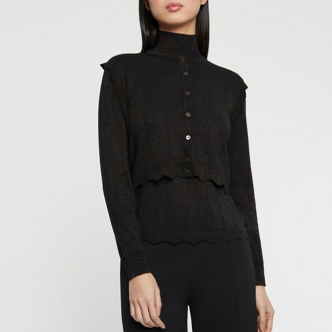 Cardigan à rayures en laine - Noir