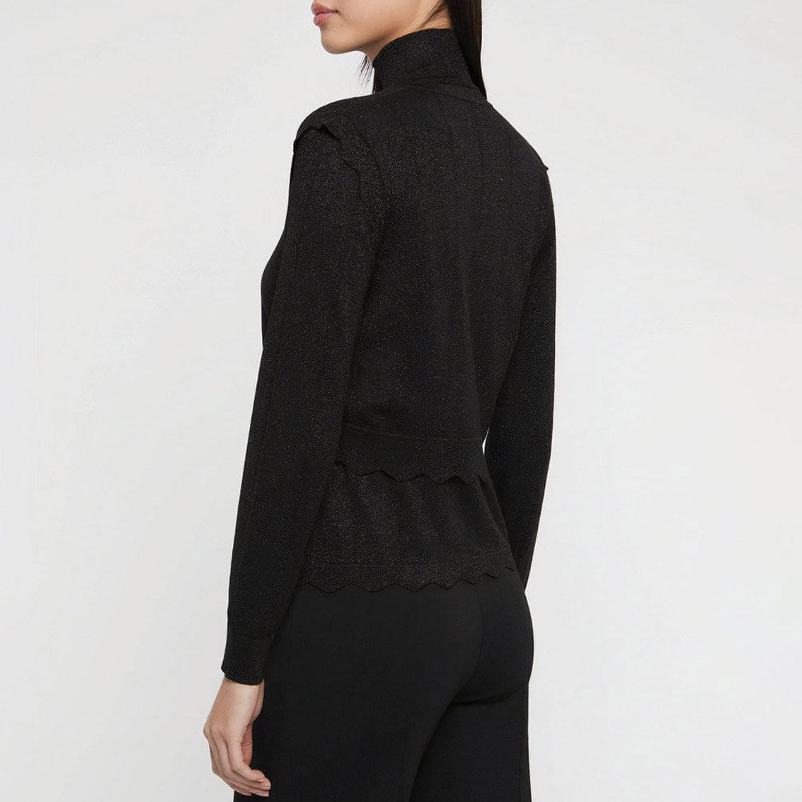 Cardigan à rayures en laine - Noir