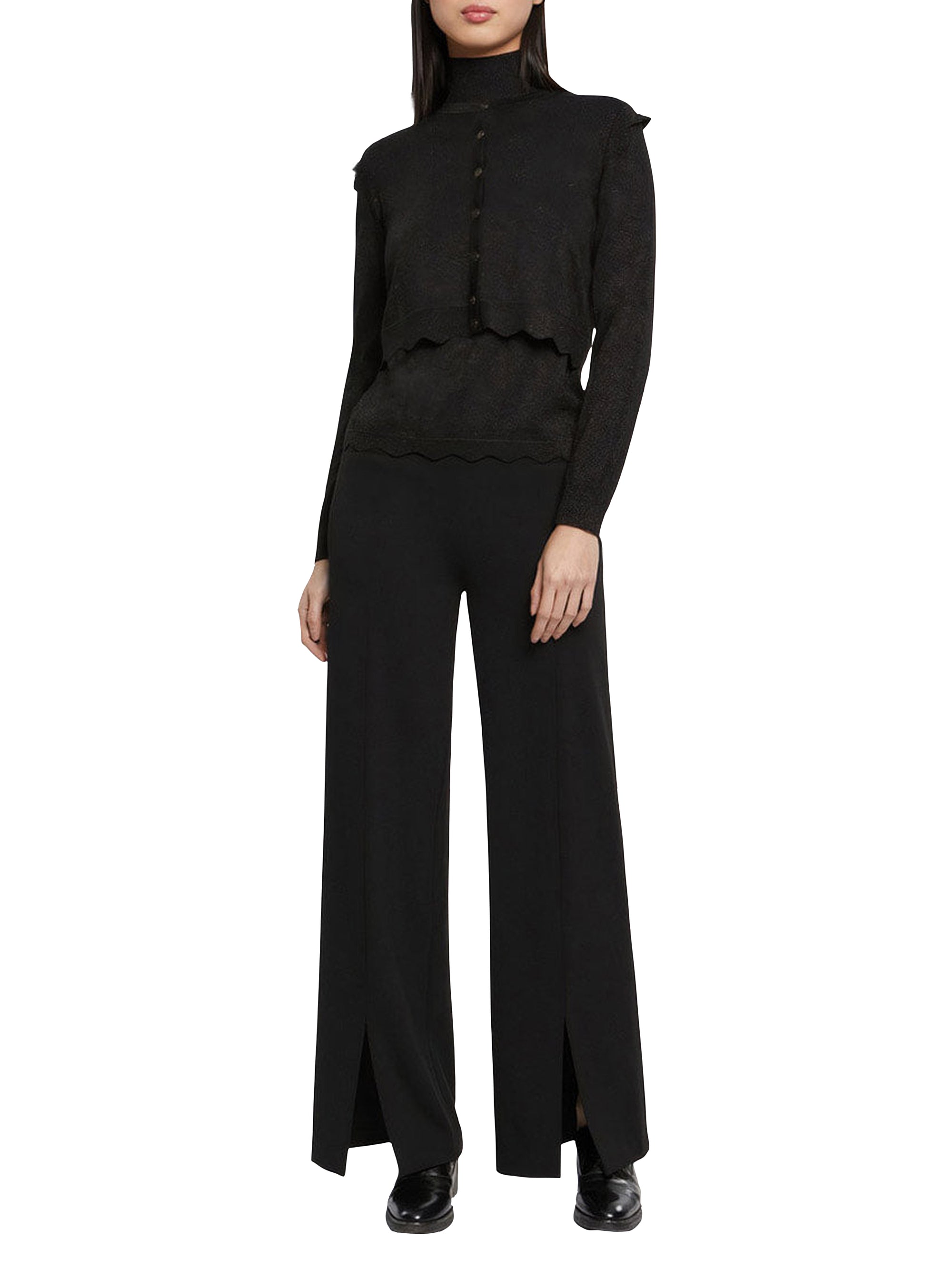 Cardigan à rayures en laine - Noir