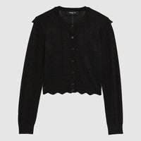 Cardigan à rayures en laine - Noir