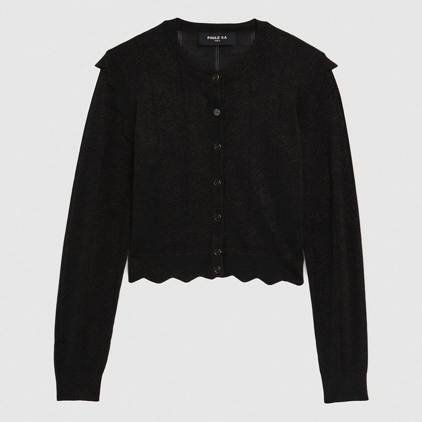 Cardigan à rayures en laine - Noir