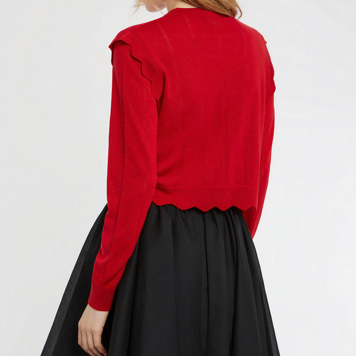 Cardigan ajouré en laine - Rouge