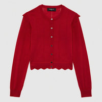 Cardigan ajouré en laine - Rouge