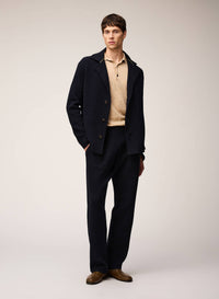 NAVY KNIT SINGLE BREASTED BLAZER