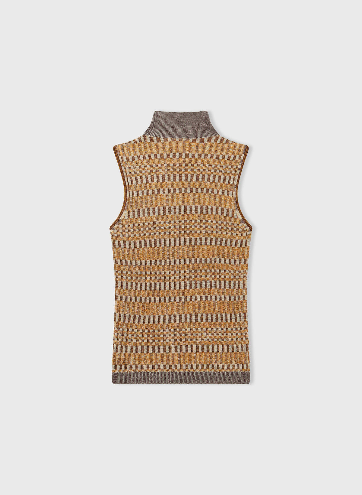 SUN MICRO-CHECK KNITTED SLEEVELESS TURTLENECK