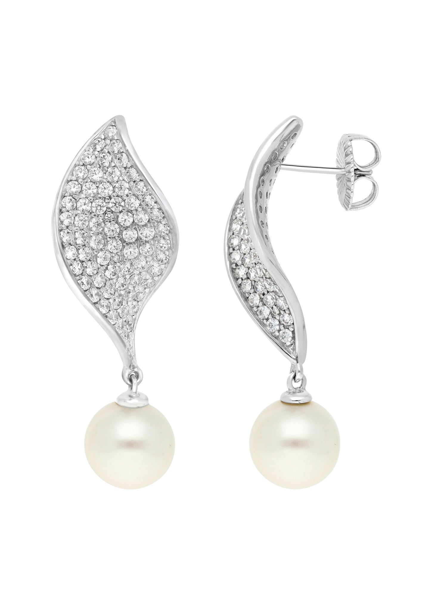 1qty DJV / QTY DISPO : 1-QTY VENDUES : 1-ST : 100% PRIX DJV : 495€ // Argent Rhodié boucles d'oreilles sur argent rhodié serties de burmalite™ pavage blanc /// RECO : 525€