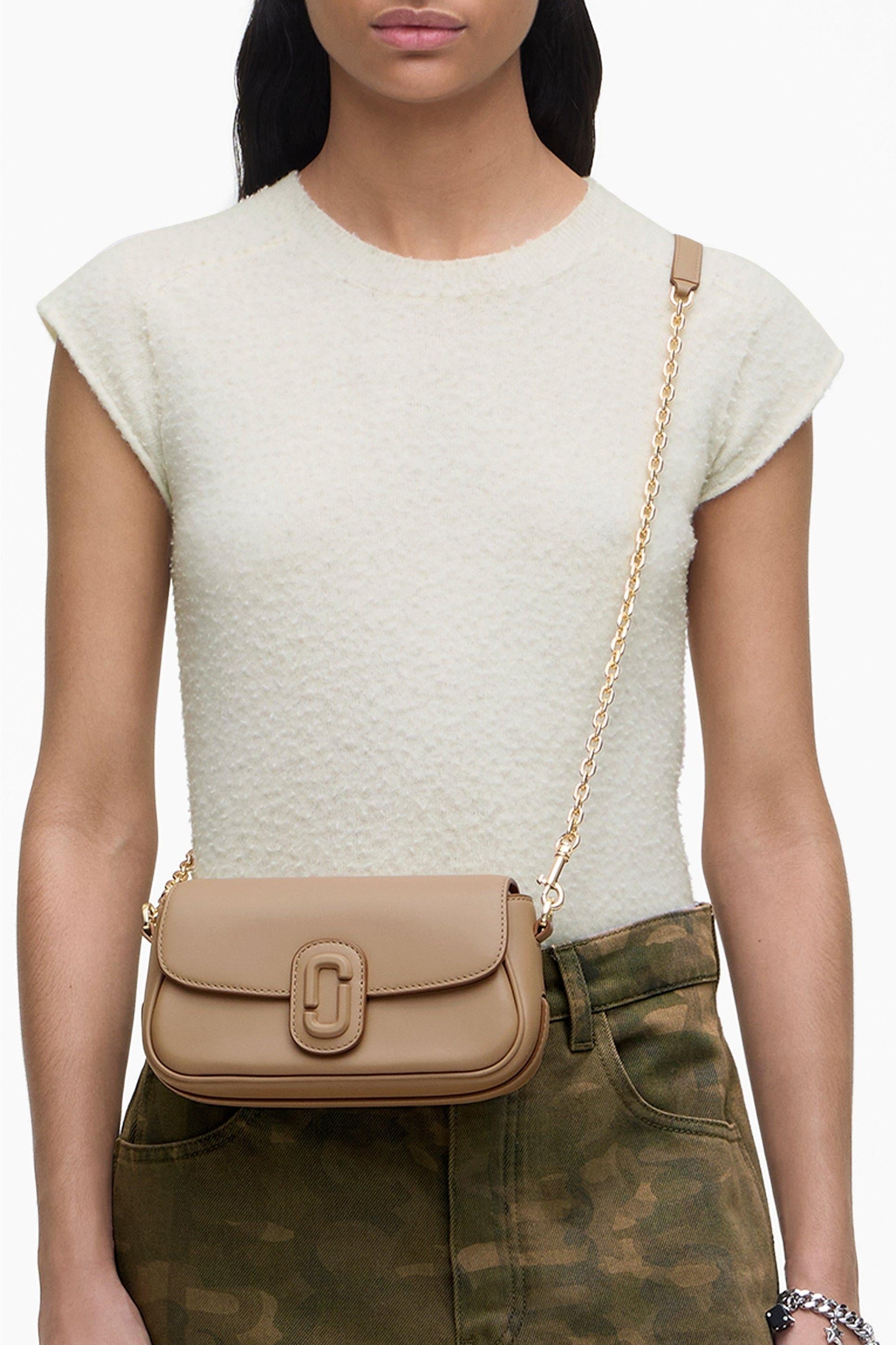 Sac Clover à logo en cuir - Camel