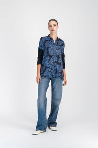 Tunique col chemise - Bleu Denim