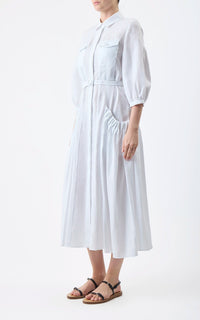 Woodward Dress en blanc lin d’aloès popeline de chemise