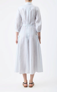 Woodward Dress en blanc lin d’aloès popeline de chemise
