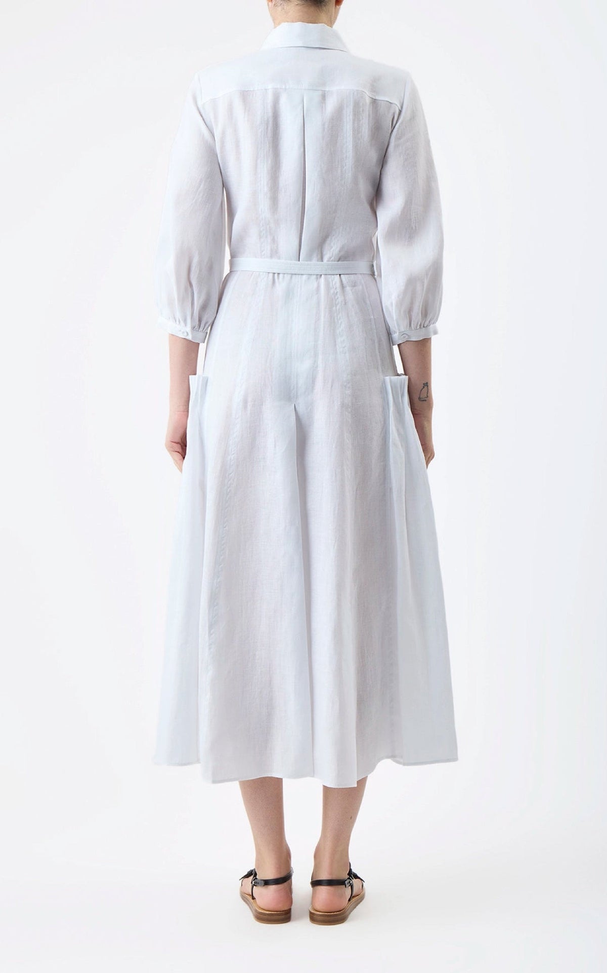 Woodward Dress en blanc lin d’aloès popeline de chemise