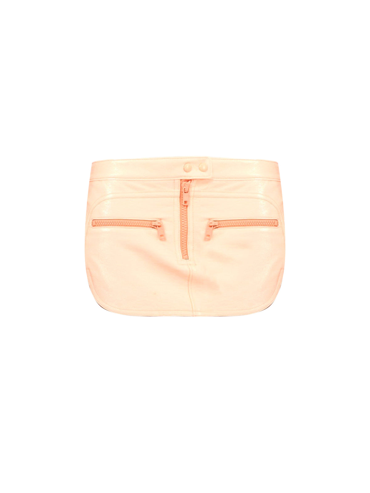 Jupe biker en vinyle - Orange Fluo Bleach