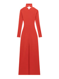 Robe longue dos nu col diamant - Heritage Red