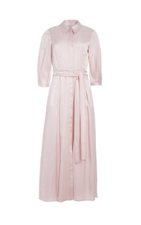 Andy Dress en rose poudré crinkled hammered soie