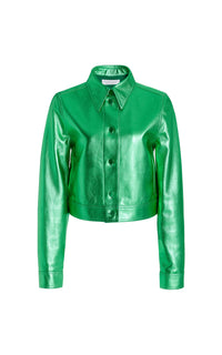 Thereza Jacket en variseite vert métallisé nappa cuir